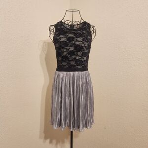 Roberta Bridal Black and Silver Lace Mini Dress